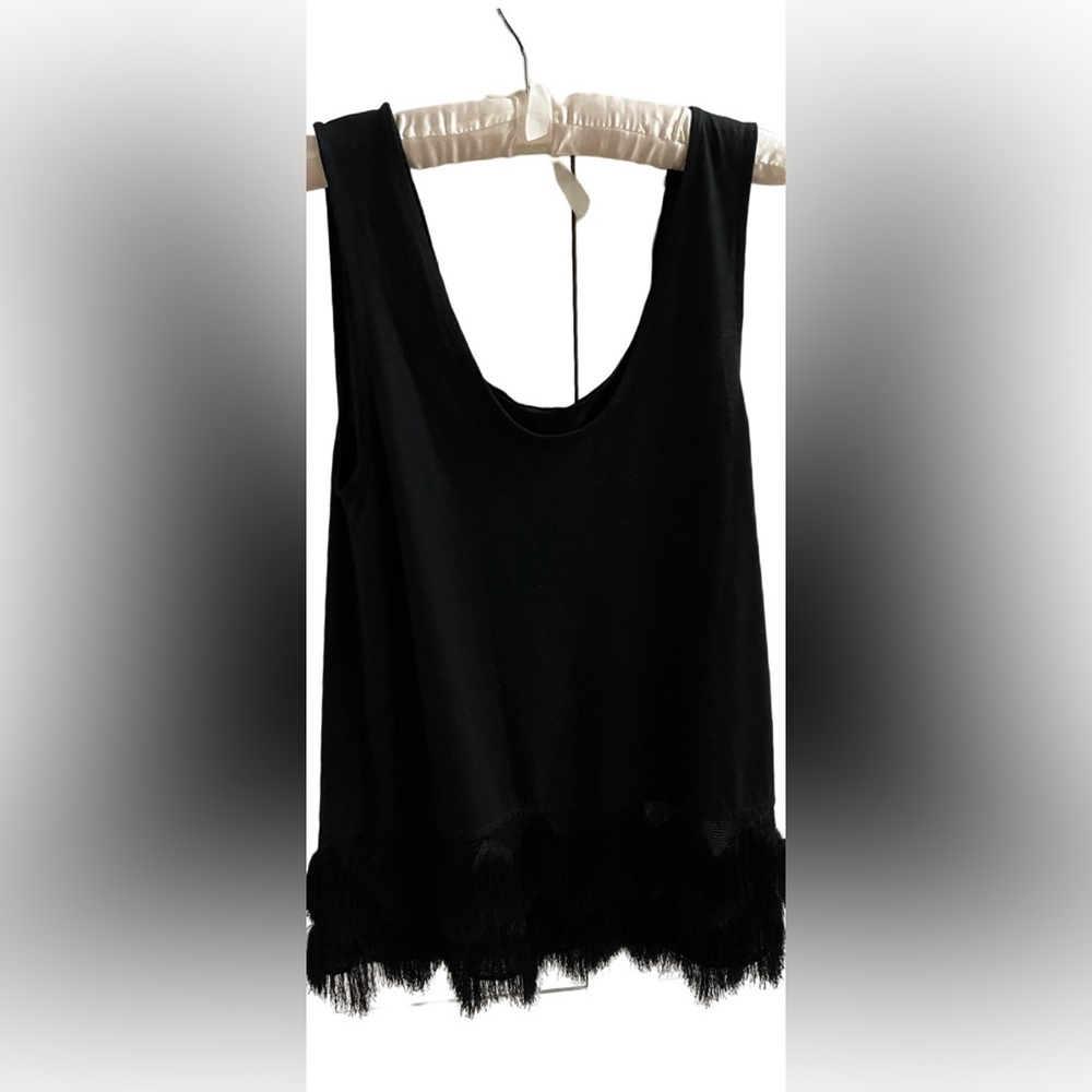 Women’s Black Tank with Fringe